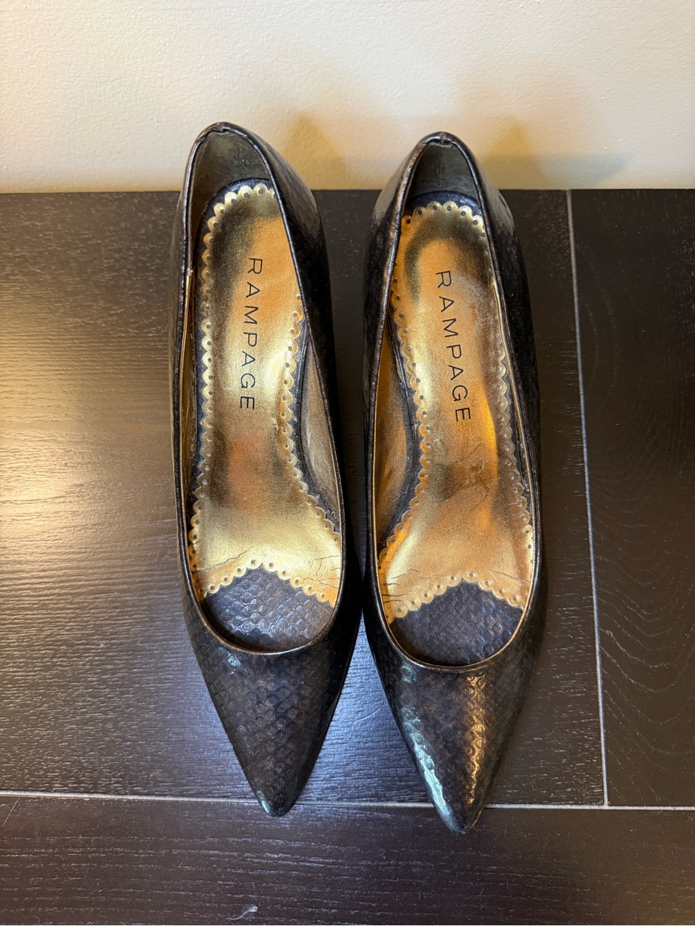 Rampage Brown Pointed Toe Pumps with Subtle Texture